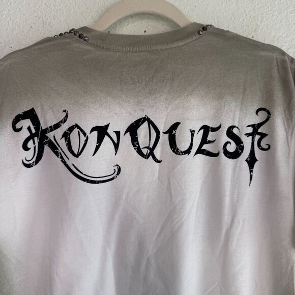 Konquest Shirt Mens Large Eagle Skull Metallic Tee Tshirt Y2K Grunge Goth NEW - Picture 7 of 12
